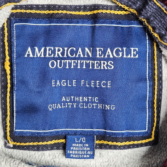 Vintage American Eagle Hoodie Womens Large Gray Fleece Sweatshirt Embroidered - Picture 3 of 11